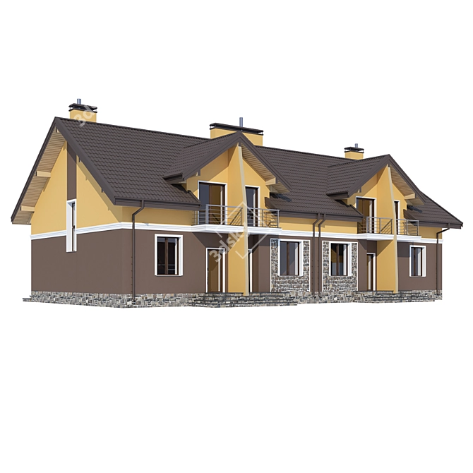 Modern Individual House Design 3D model image 2