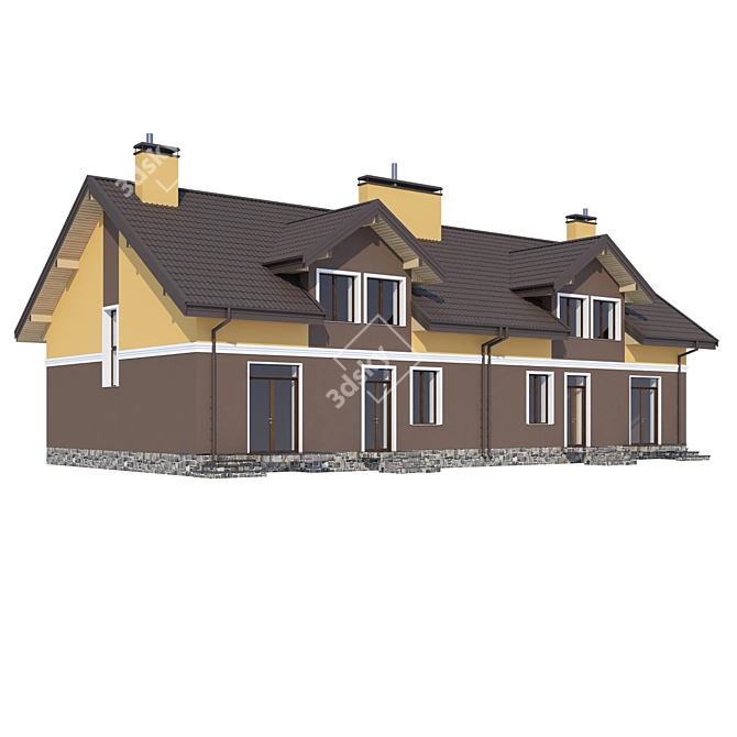 Modern Individual House Design 3D model image 3