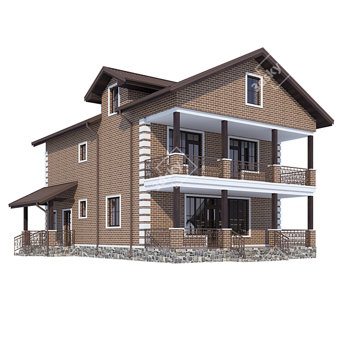 Modern Private House Design Kit 3D model image 1