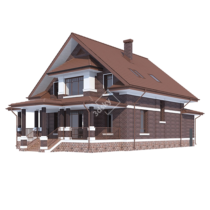 Modern Private House 3D Model 3D model image 1