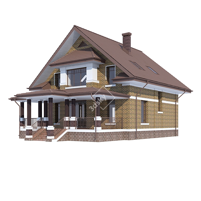 Modern Individual House Design 3D model image 1