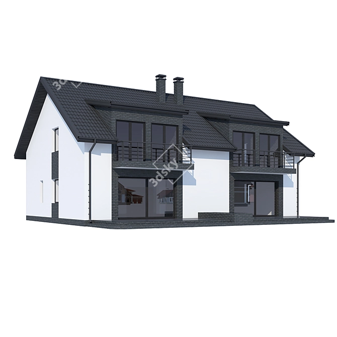 Modern Private House V255 3D model image 2