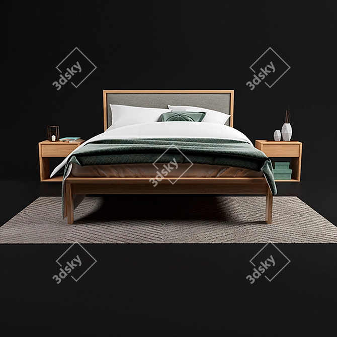 Shetland Padded Headboard Bed 3D model image 2