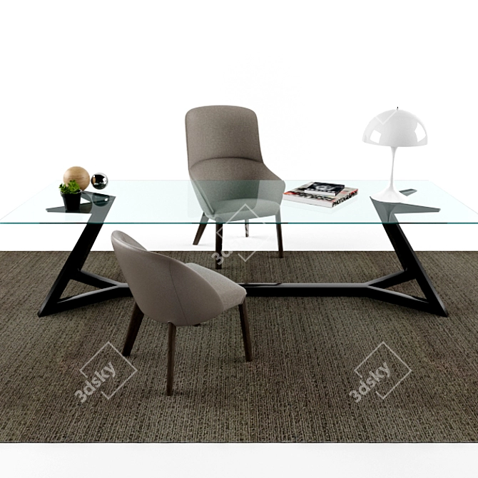 Luxury Verywood Bergère Office Set 3D model image 1