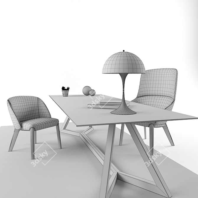 Luxury Verywood Bergère Office Set 3D model image 2