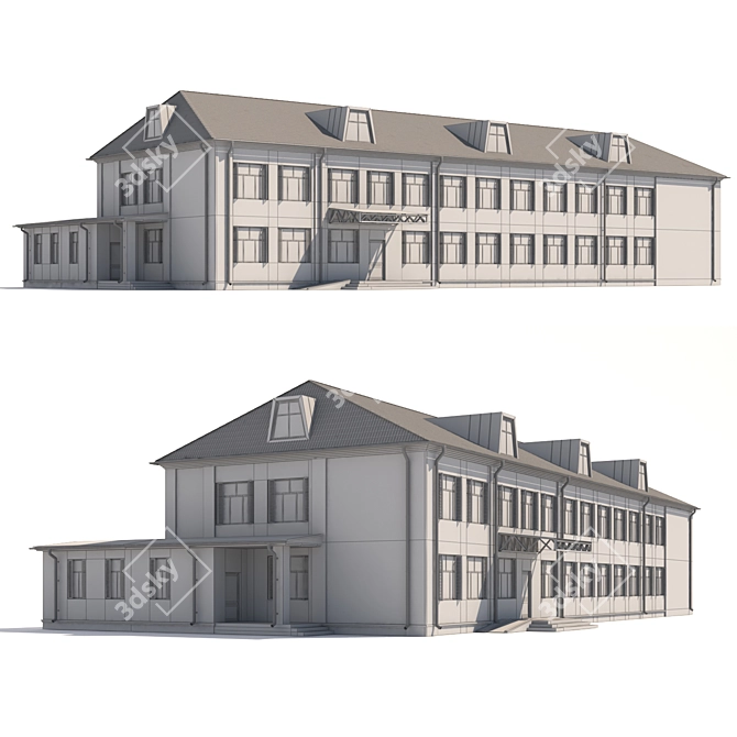 Creative Brick Municipal Building 3D model image 3