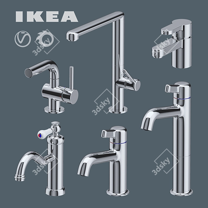 Sleek Bathroom Faucets Collection 3D model image 1