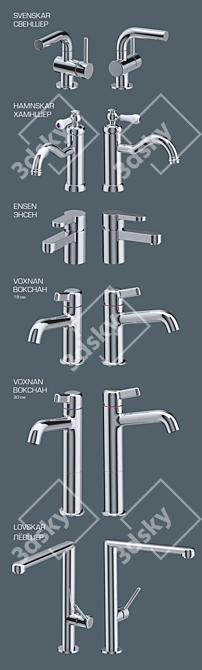 Sleek Bathroom Faucets Collection 3D model image 2