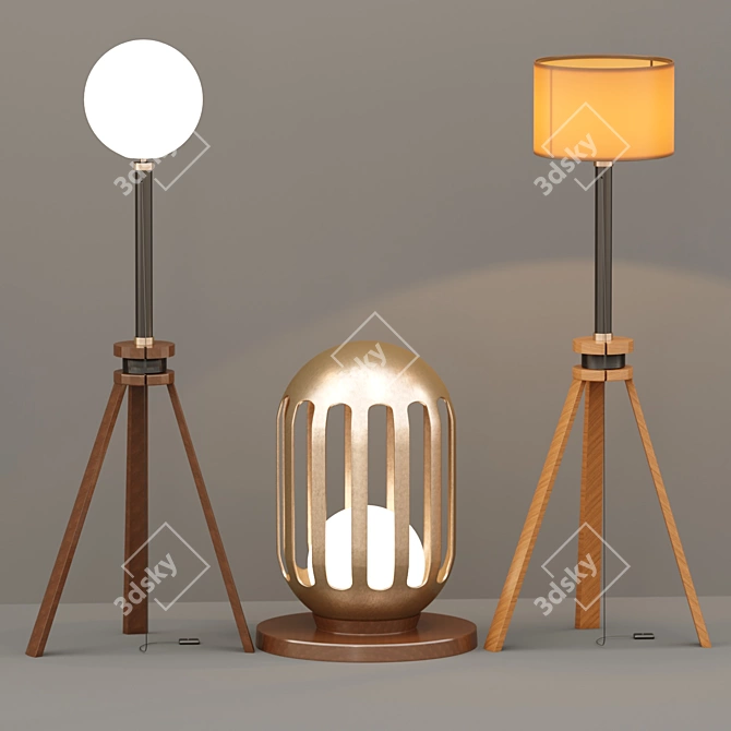 Elegant Floor Lamp 3D model image 1