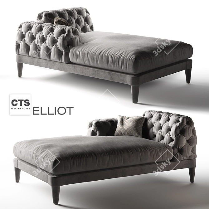 Stylish Elliot Couch 3D model image 1
