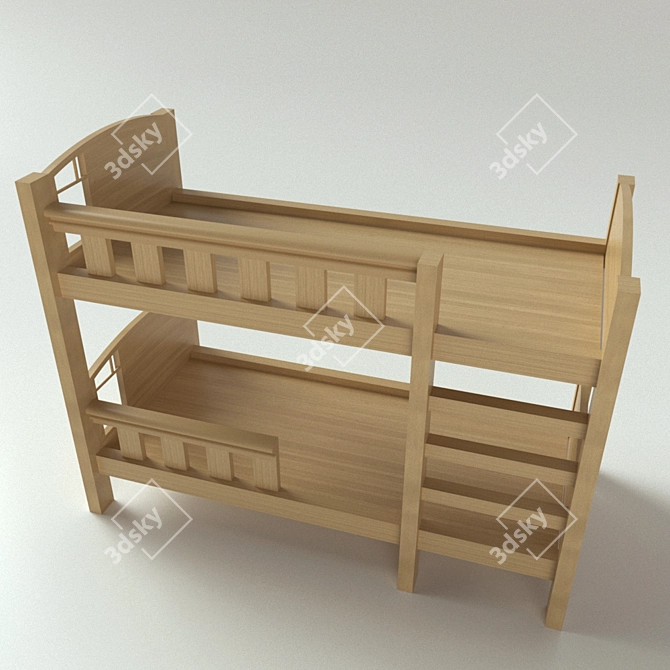 Childhood Dream Pine Bunk Bed 3D model image 2