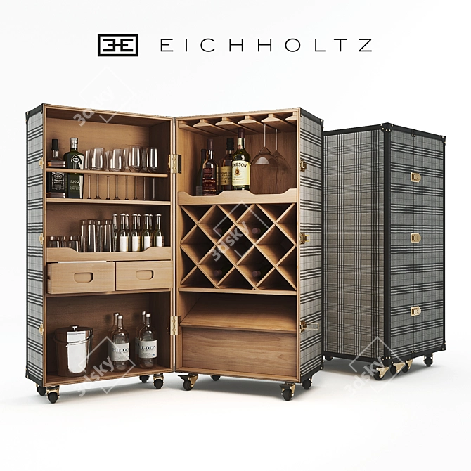 Elegant Wine Cabinet with Martini Bianco 3D model image 1