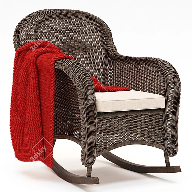 Elegant Wicker Rocking Chair 3D model image 1