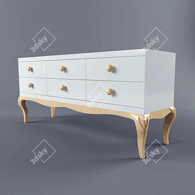 Modern Wooden Chest of Drawers 3D model image 1