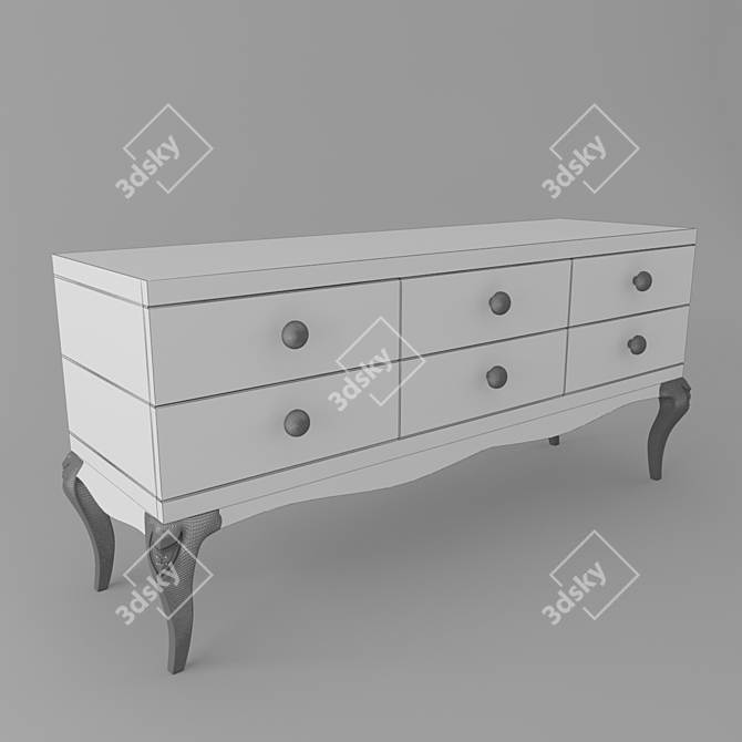 Modern Wooden Chest of Drawers 3D model image 2