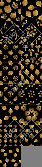 Golden Autumn Pillow Set: 15 HQ Textures 3D model image 2