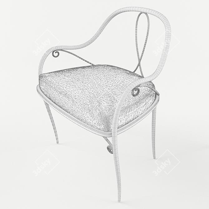 Classic Forged Armrest Chair 3D model image 2