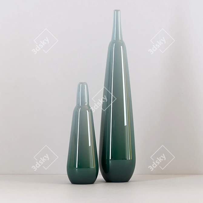 Title: Sleek Gradient Glass Vases 3D model image 1