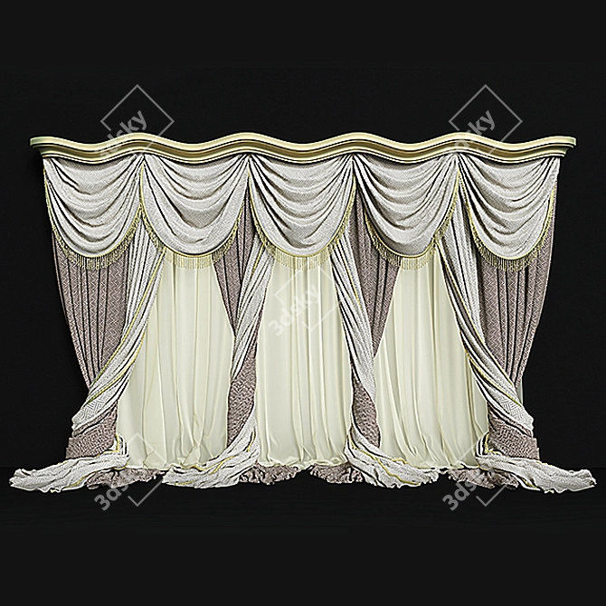 Modern Stylish Curtains 3D model image 1