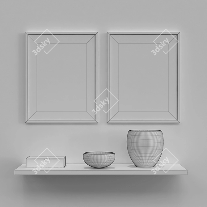 Decorative Shelf Set with Poster Frames 3D model image 2