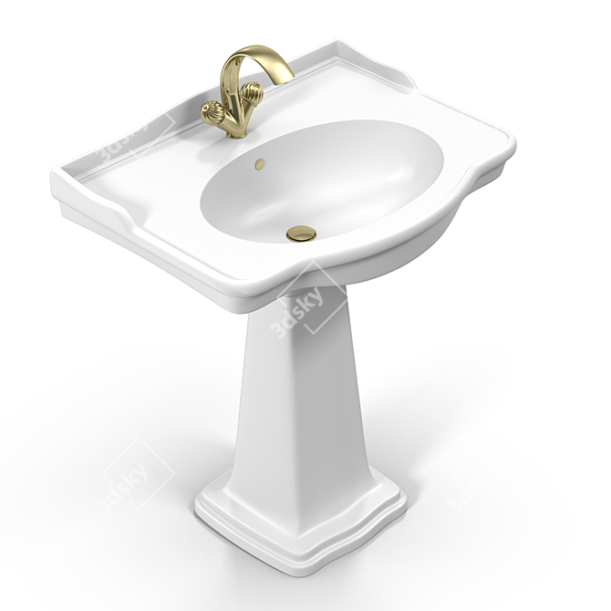 Elegant Column Mount Sink 3D model image 1