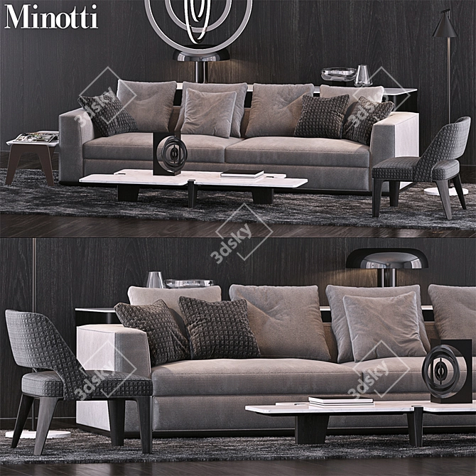 Minotti Set 11: Elegant Furnishings by Minotti 3D model image 1