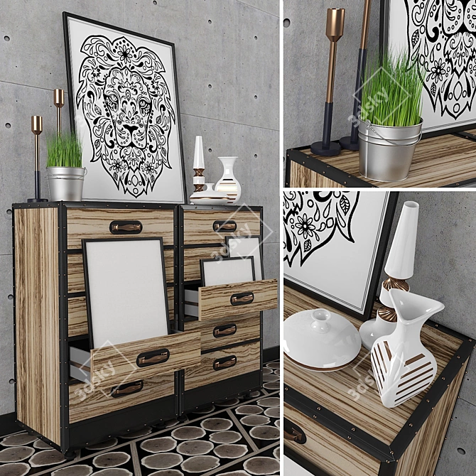 Zebrano Komod - Stylish and Versatile Storage 3D model image 2