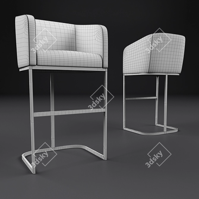 Emery Leather Barstool: Sleek & Stylish 3D model image 2