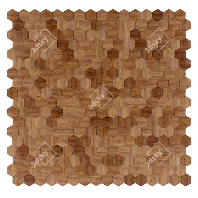 Elegant Wood Honeycomb Panel 3D model image 1