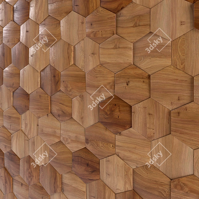 Elegant Wood Honeycomb Panel 3D model image 2