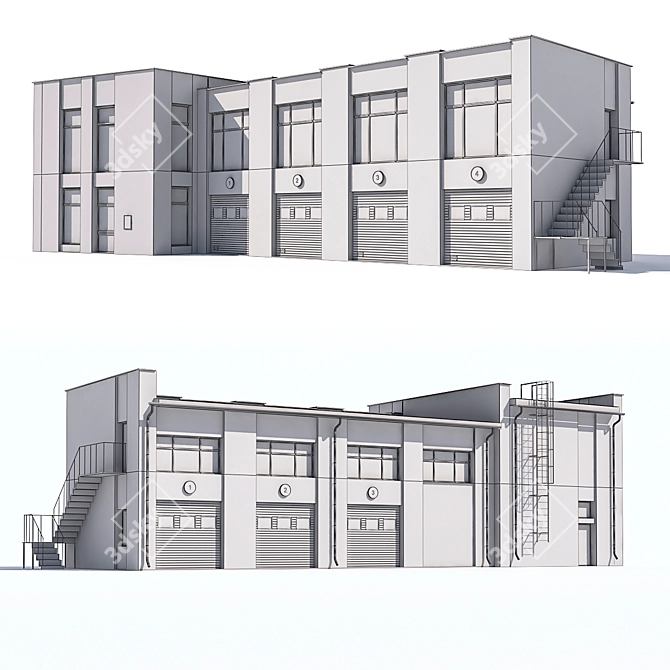 6-Post Car Inspection Station with Administrative Space 3D model image 3