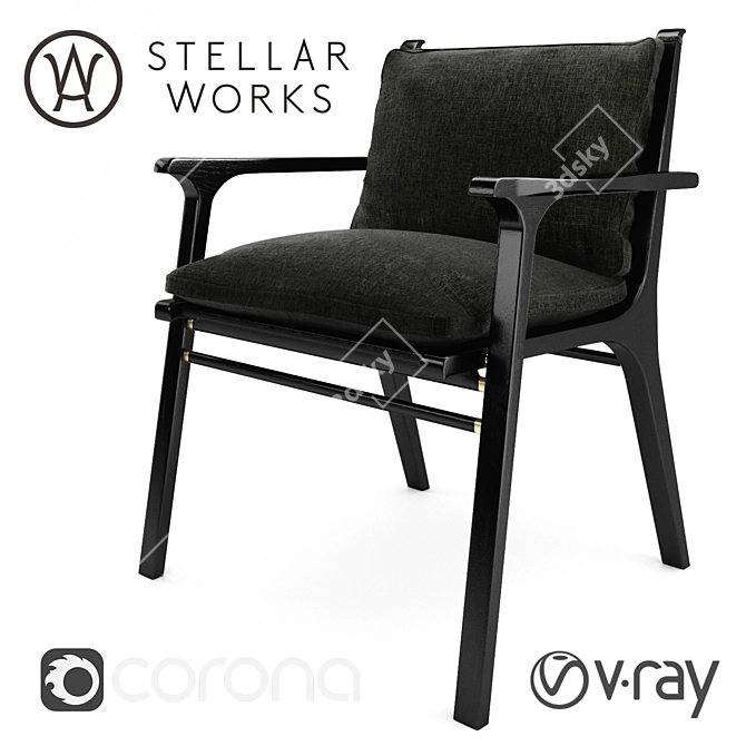 Minimalist Wood Armchair by Stellar Works 3D model image 1