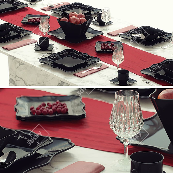 Elegant Table Setting 3D model image 1