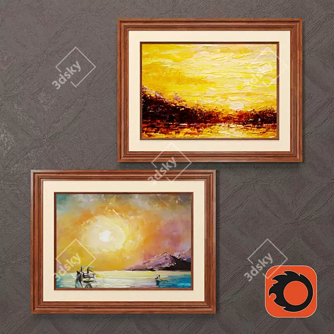 Artistic Masterpieces: Original Paintings 3D model image 1