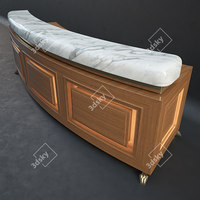 Elegant Reception Desk with Marble Countertop 3D model image 2