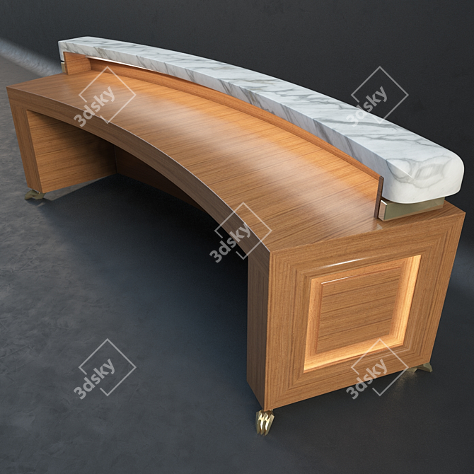 Elegant Reception Desk with Marble Countertop 3D model image 3