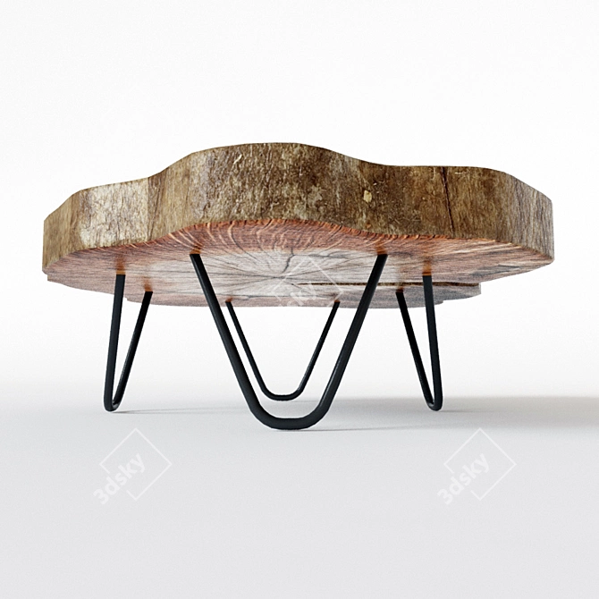 Rustic Wood Bark Table 3D model image 3