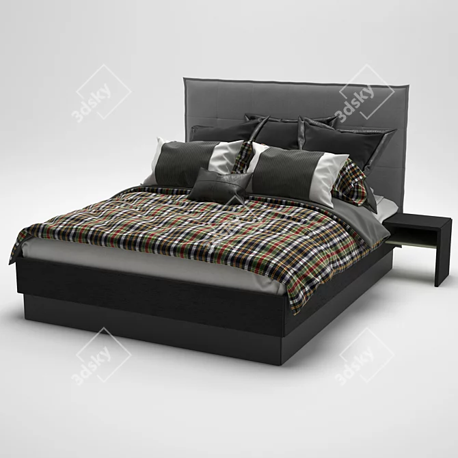 Modern Scottish Checkered Bed 3D model image 1