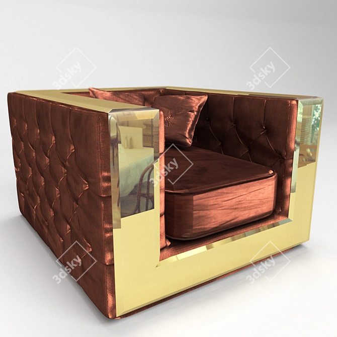 Magnolia Capitonne Velvet Armchair 3D model image 1