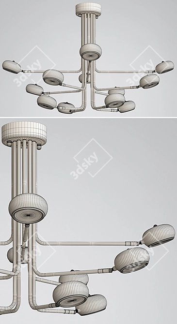 Curved Stix Chandelier: Modern Black Elegance 3D model image 3