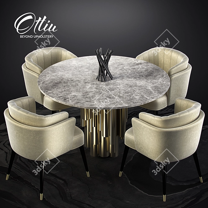 Anita Ekberg Mid-Century Dining Set 3D model image 1