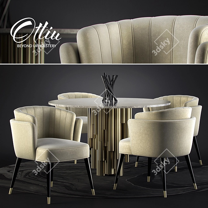 Anita Ekberg Mid-Century Dining Set 3D model image 2