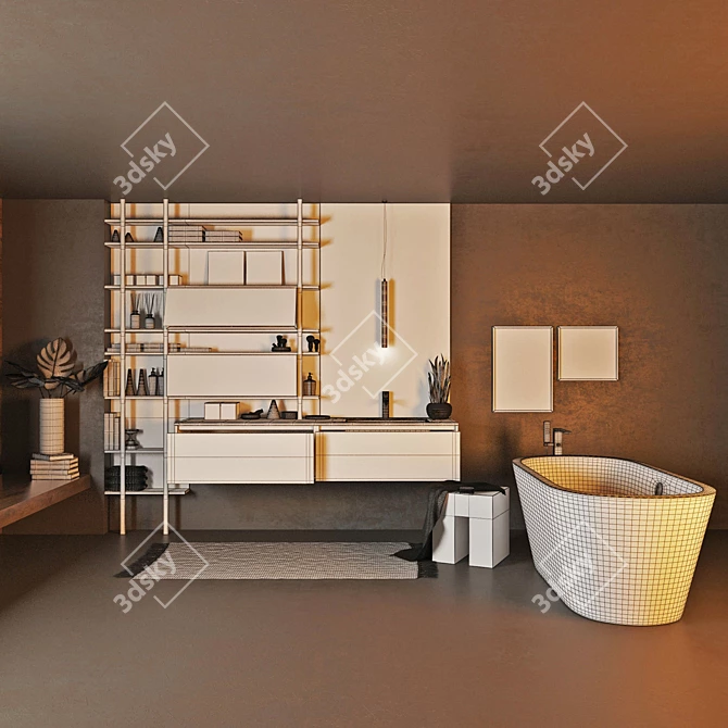 Modern Moon Gola Bathroom Set 3D model image 3