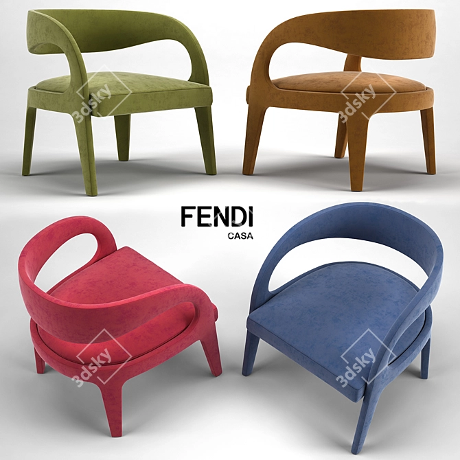 Luxurious Fendi Casa Berenice Armchairs 3D model image 1