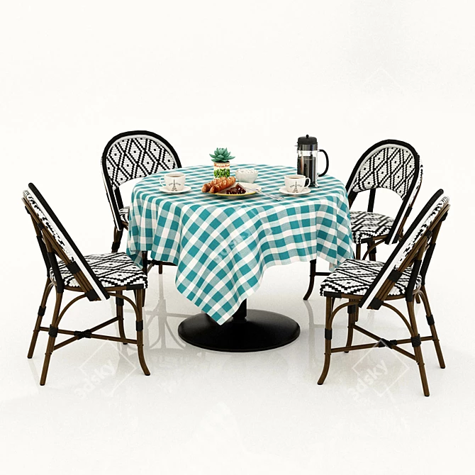 Outdoor Bliss: Table, Chair & Coffee Set 3D model image 2