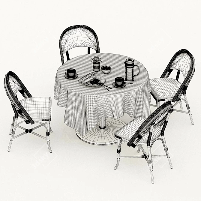 Outdoor Bliss: Table, Chair & Coffee Set 3D model image 3