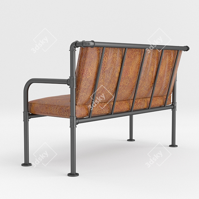 Title: Metal Tube Sofa with Leather Seat 3D model image 2