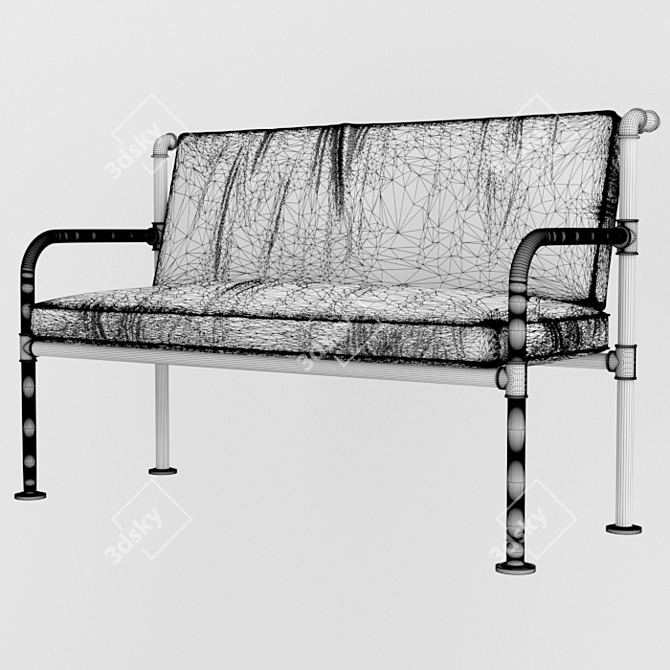 Title: Metal Tube Sofa with Leather Seat 3D model image 3