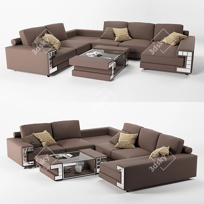 VISCONTI PLUS Modern Angular Sofa 3D model image 1