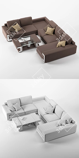 VISCONTI PLUS Modern Angular Sofa 3D model image 3